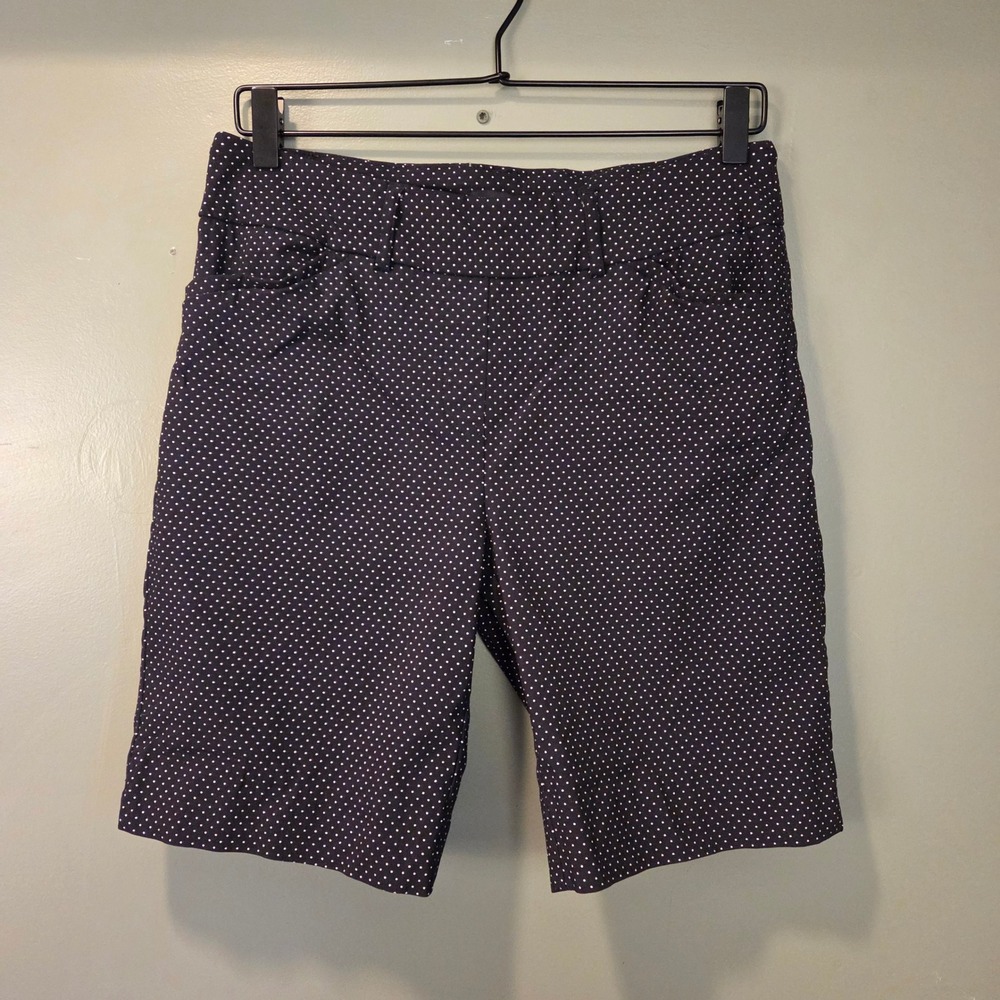 Hilary Radley Stretch Pull On Bermuda‎ Shorts Size M Polka Dot Black White